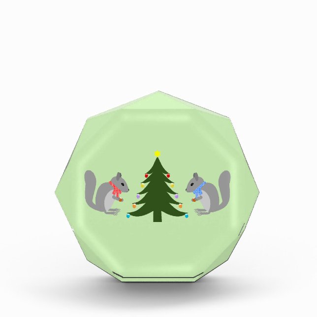 Christmas Tree Decorating Squirrels Acrylic Award (Front)