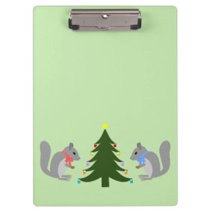 Christmas Tree Decorating Squirrels Clipboard