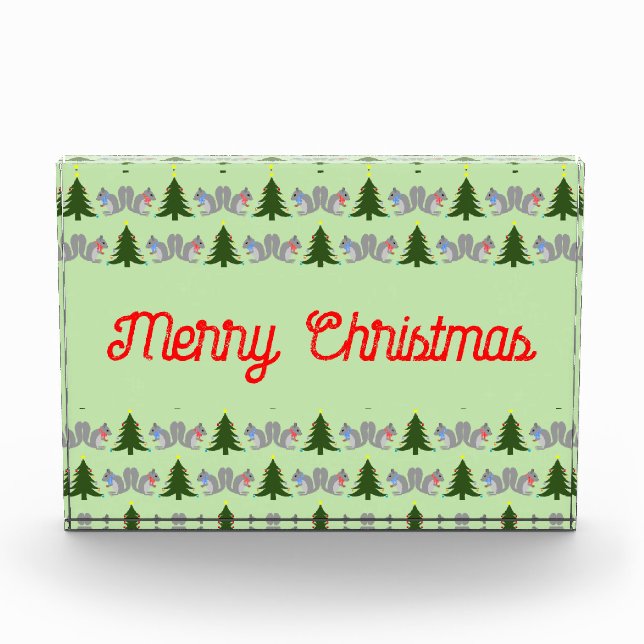 Christmas Tree Decorating Squirrels Custom Acrylic Award (Front)