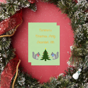 Christmas Tree Decorating Squirrels Custom Foil Invitation