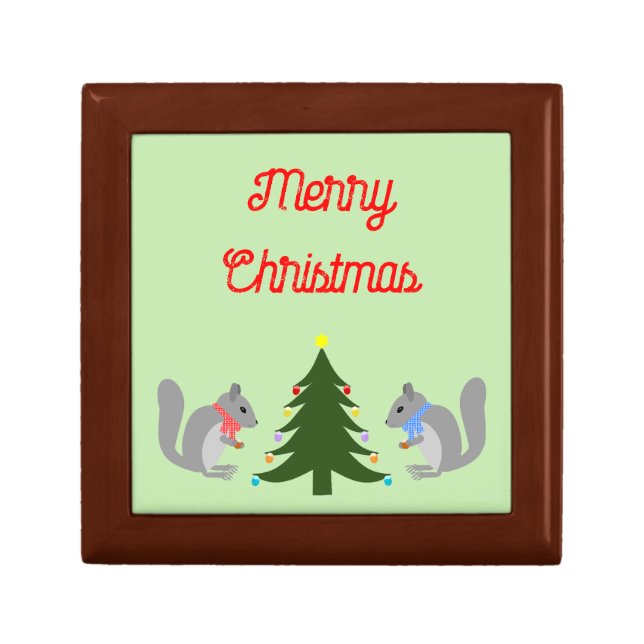 Christmas Tree Decorating Squirrels Custom Gift Box (Front)