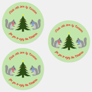 Christmas Tree Decorating Squirrels Custom Labels