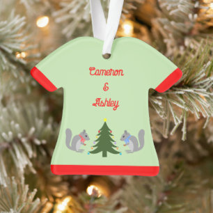 Christmas Tree Decorating Squirrels Custom Names Ornament