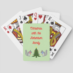Christmas Tree Decorating Squirrels Custom Poker Cards