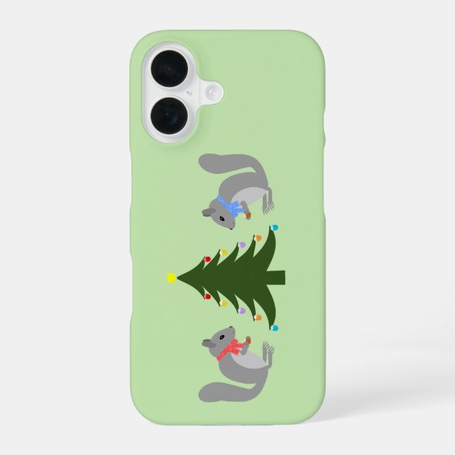 Christmas Tree Decorating Squirrels Iphone Case (Back)