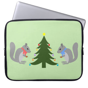 Christmas Tree Decorating Squirrels Laptop Sleeve
