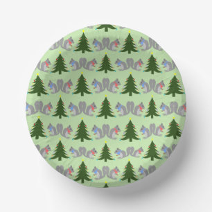 Christmas Tree Decorating Squirrels Patterned Paper Bowls