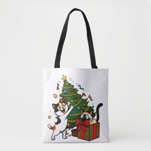 Christmas Tree Decorating Tote Bag (Front)