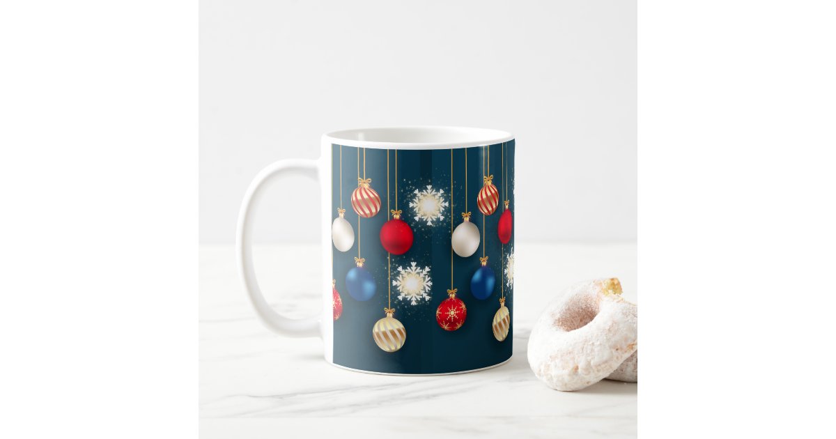 Gold and Silver Snowflakes Insulated Coffee Mug Christmas Mug