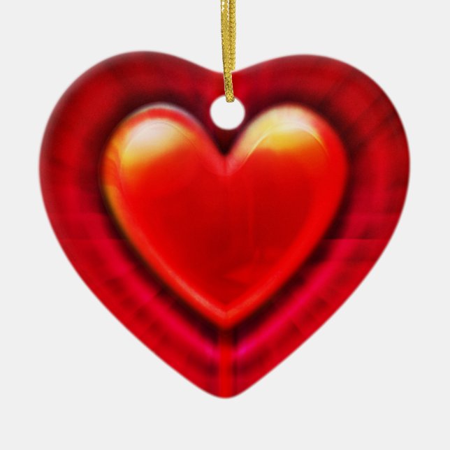 Christmas tree decoration deep red heart. (Front)