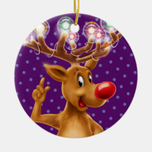 Christmas tree decoration Rudolph illuminated.