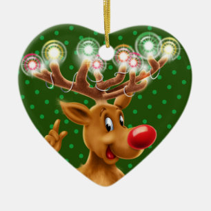 Christmas tree decoration Rudolph illuminated.