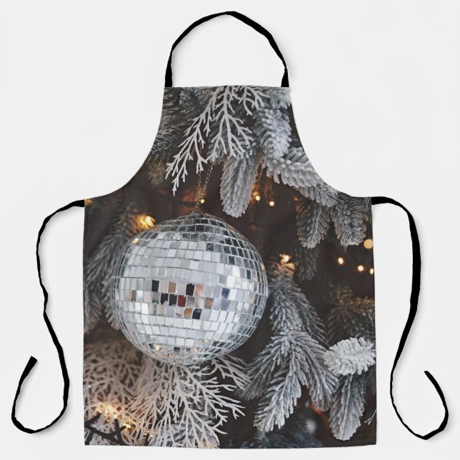 Christmas tree decorations, festive light backgrou apron (Front)