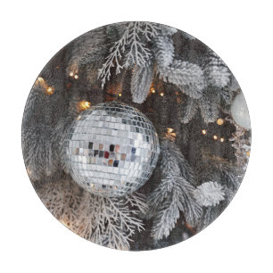 Christmas tree decorations, festive light backgrou cutting board