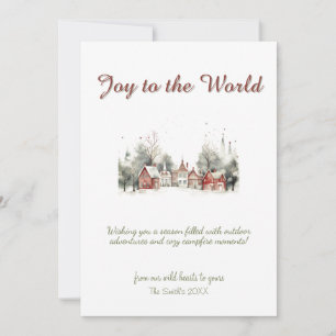 Christmas Tree Deer Decor Town Village Holiday Card