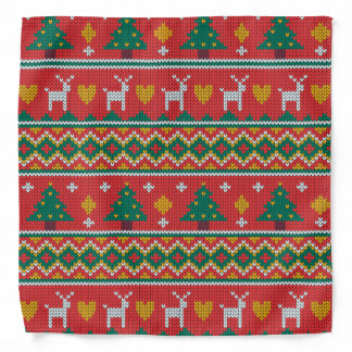 Christmas Tree Deer Dog Knitted Bandana