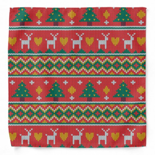 Christmas Tree Deer Dog Knitted Bandana  