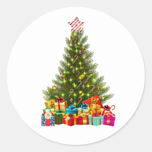 Christmas Tree Design Classic Round Sticker