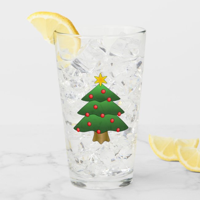 Christmas Tree Design Drinking Glass