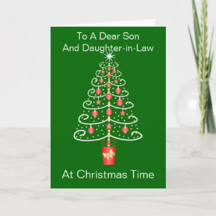 Christmas Tree Design Son And Wife Christmas Card