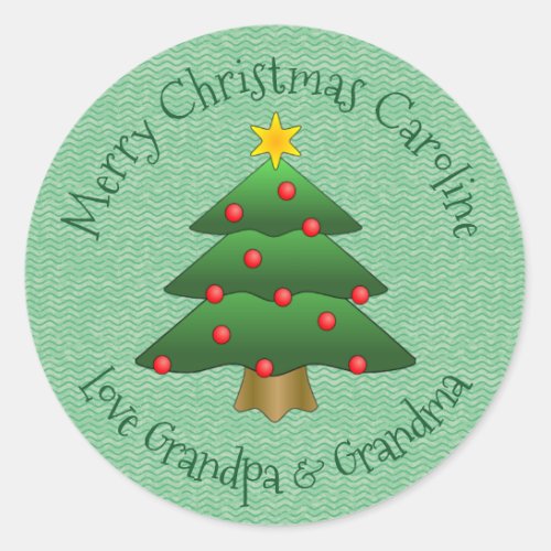 Christmas Tree Design Sticker Label