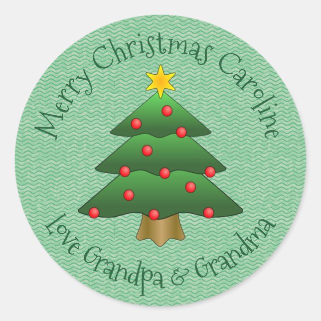 Christmas Tree Design Sticker Label (Front)