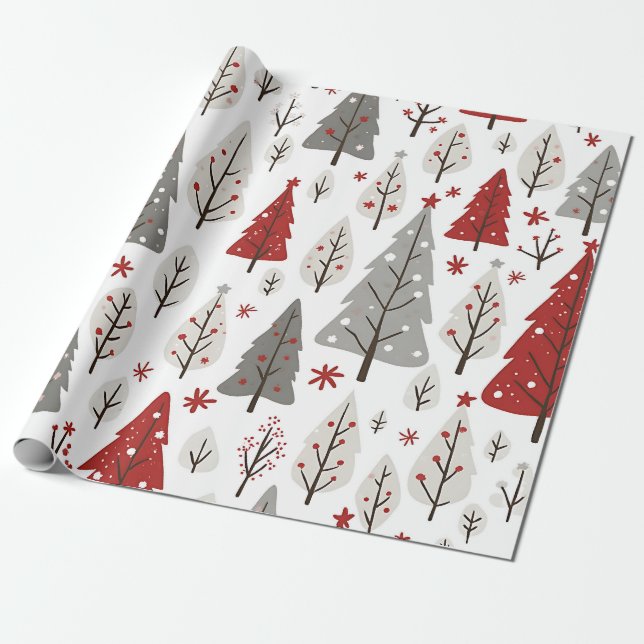 Christmas Tree Design Wrapping Paper (Unrolled)