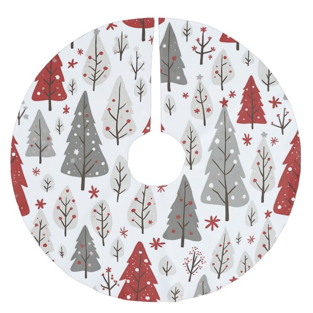 Christmas Tree Design Wrapping Paper Brushed Polyester Tree Skirt (Front)