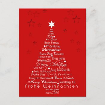 Christmas Tree Different Languages Holiday Postcard by TeensEyeCandy at Zazzle