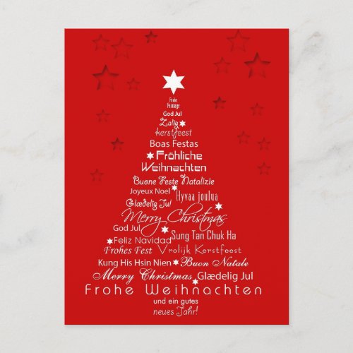 Christmas Tree Different Languages Holiday Postcard