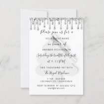 Christmas Tree Dinner Holidays White Gray Silver  Invitation