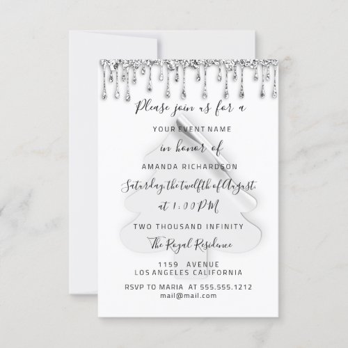 Christmas Tree Dinner Holidays White Gray Silver  Invitation