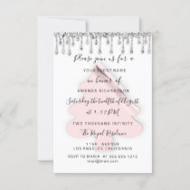 Christmas Tree Dinner Holidays White Pink Silver  Invitation