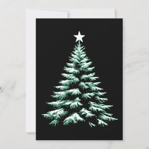 Christmas Tree Distresed Grunge Green & Black Holiday Card