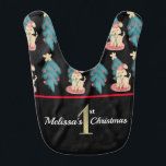 Christmas Tree Dog Chalkboard Art Pattern Baby Bib<br><div class="desc">Baby Bib with Christmas Dots and Christmas Tree Simulated Foil One</div>