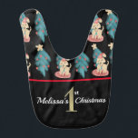 Christmas Tree Dog Chalkboard Art Pattern Baby Bib<br><div class="desc">Baby Bib with Christmas Dots and Christmas Tree Simulated Foil One</div>