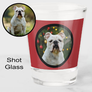 Christmas Tree Dog Lover Photo Stocking Stuffer Shot Glass