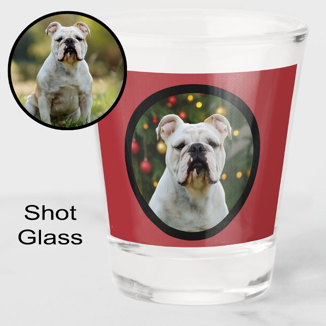 Christmas Tree Dog Lover Photo Stocking Stuffer  Shot Glass (Creator Uploaded)