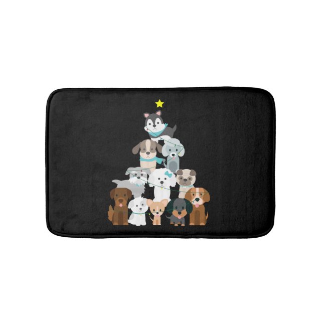Christmas Tree Dogs Bath Mat (Front)