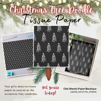 Christmas Tree Doodle Design Tissue Paper