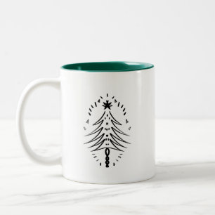 Christmas Tree Doodles Whimsical Ink Art Two-Tone Coffee Mug
