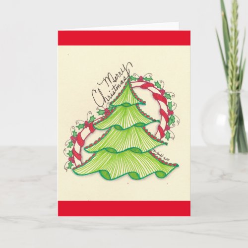 Christmas Tree Drawing Greeting Card