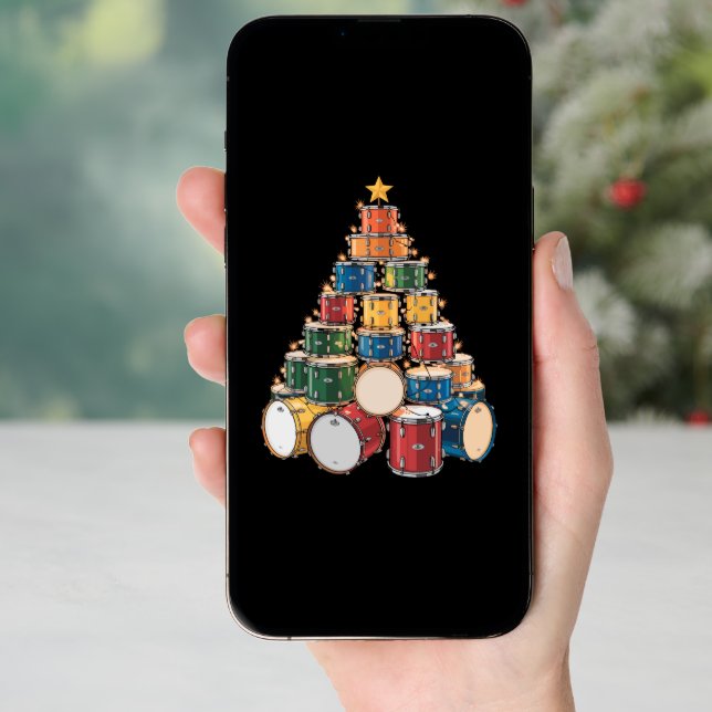 Christmas Tree Drummer Music Holiday Drum Band Card (Front Digital)