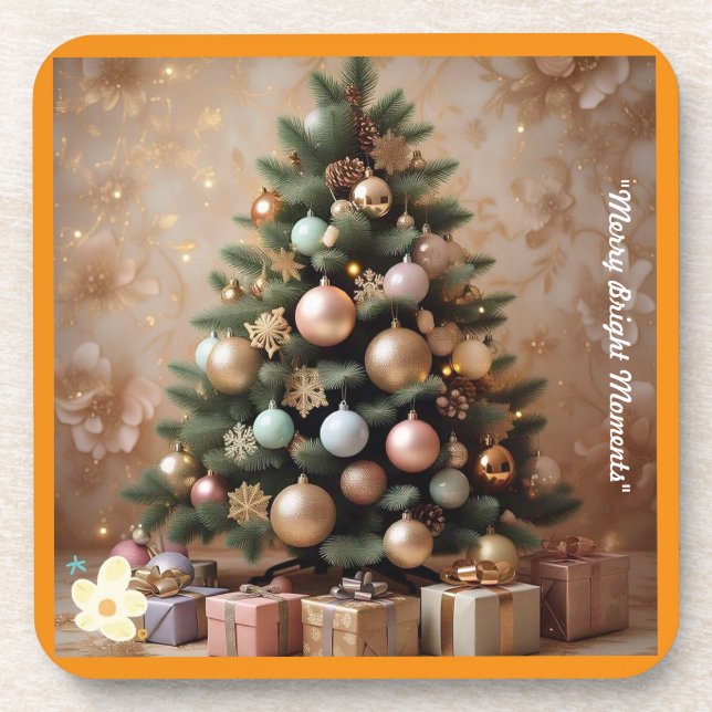 "Christmas Tree Elegance" Beverage Coaster (Front)
