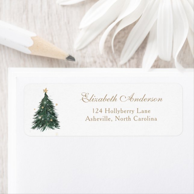 Christmas tree Elegant Address Label (Insitu)