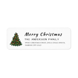 Christmas Tree Elegant Simple Return Address Label