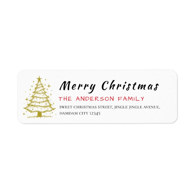 Christmas Tree Elegant Simple Return Address Label (Front)