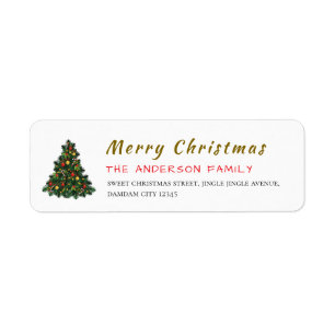 Christmas Tree Elegant Simple Return Address Label
