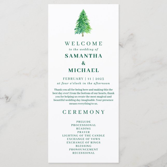 Christmas Tree | Elegant Wedding Holiday Ceremony Menu (Front)