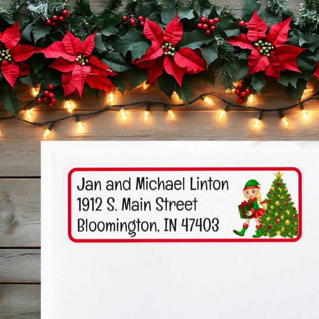 Christmas Tree Elf Custom Return Address Label (Creator Uploaded)